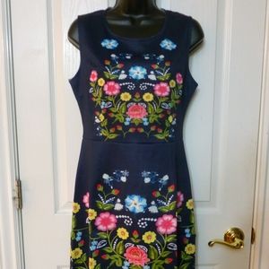 New Joy & Co. Sleeveless Women's Dress Navy Floral